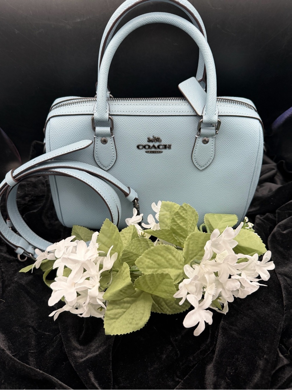 Coach Crossgrain Leather Rowan Handbag in Light Blue